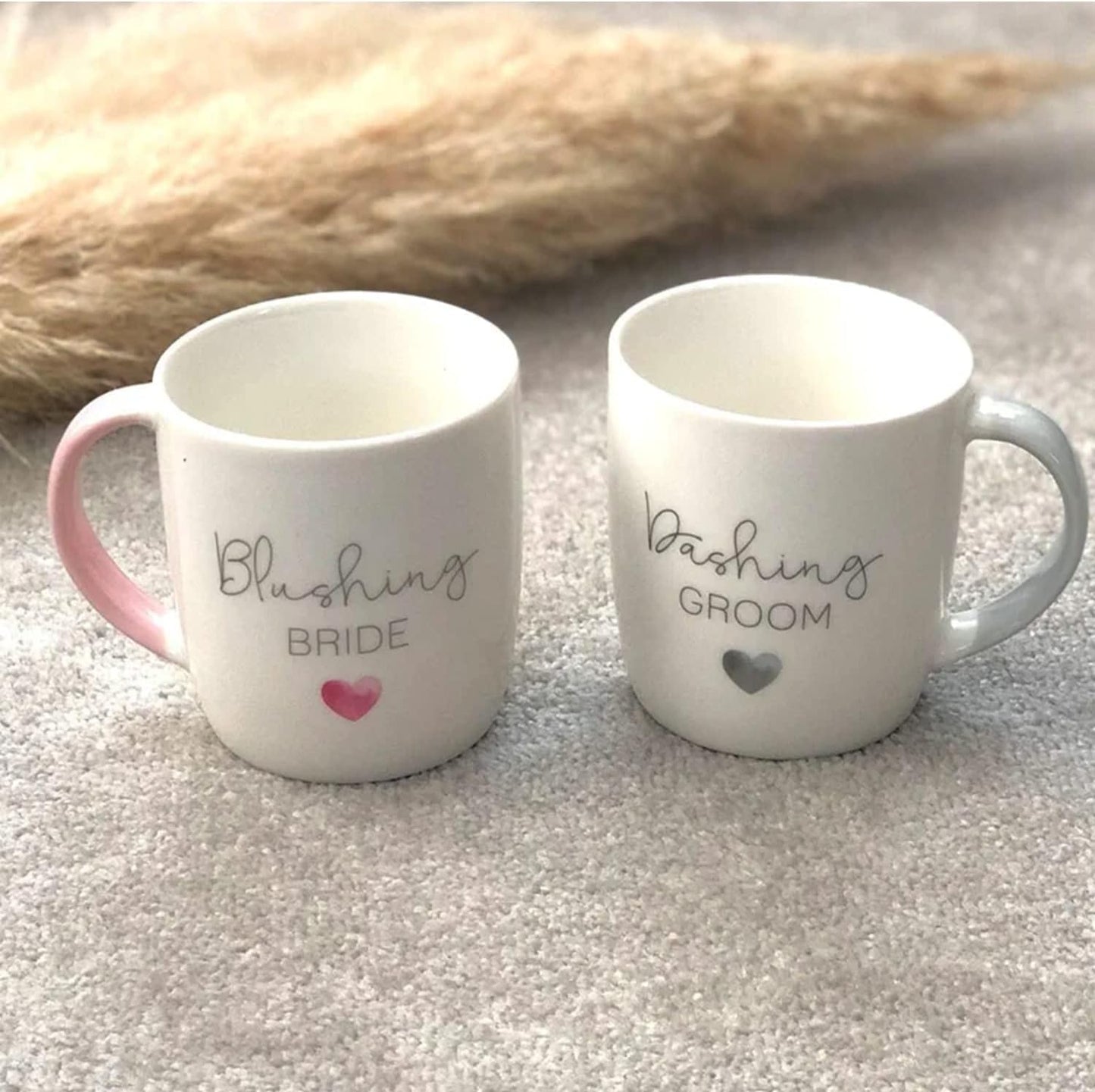 Blushing Bride & Dashing Groom Newlywed Mug Set image 1