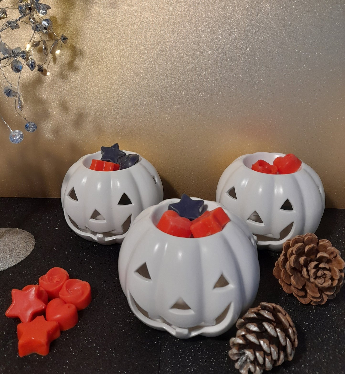 White ceramic pumpkin wax burner Halloween wax burner white pumpkin wax burner Halloween decor