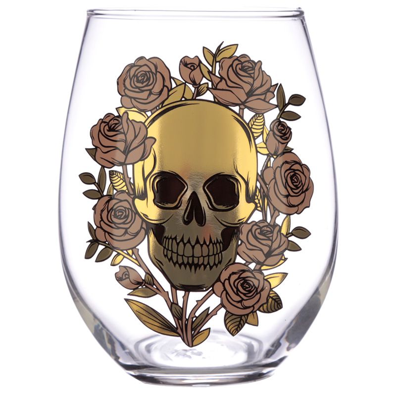 Skulls & Roses Wine Glasses