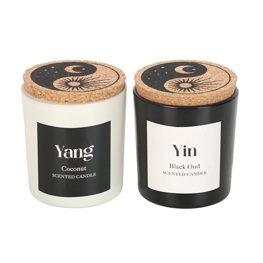 Set of 2 Yin Yang Black Oud and Coconut Candles image 1