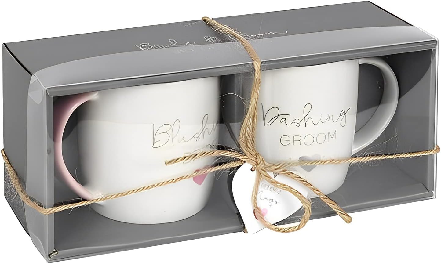 Blushing Bride & Dashing Groom Newlywed Mug Set image 0