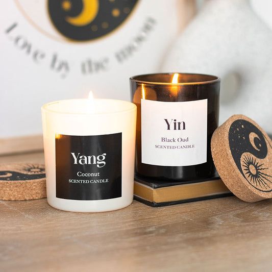 Set of 2 Yin Yang Black Oud and Coconut Candles image 0