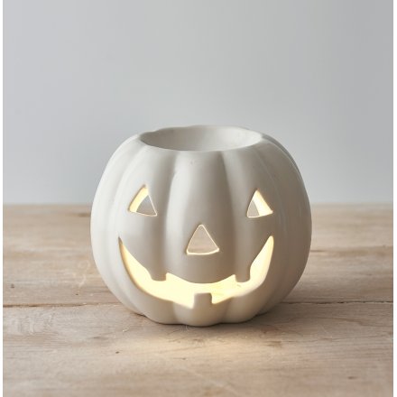 White ceramic pumpkin wax burner Halloween wax burner white pumpkin wax burner Halloween decor