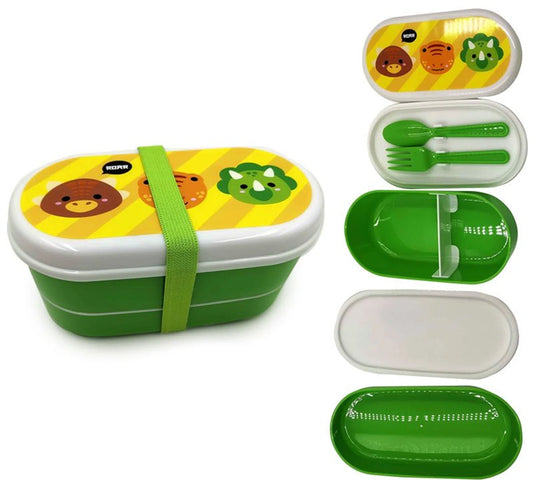 Kids Bento Lunch Box with Fork & Spoon – Adoramals Dinosaur LBOX59