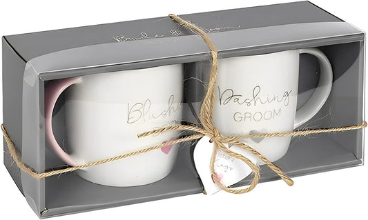 Blushing Bride & Dashing Groom Newlywed Mug Set image 0